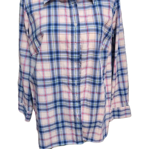Talbots Tops - Talbots Women's Size 1X‎ Long Sleeve Plaid With Silver Thread Collared Button Up